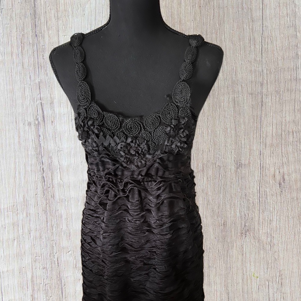 MOON RIVER Black Crochet Floral Sleeveless Dress Size L NWOT